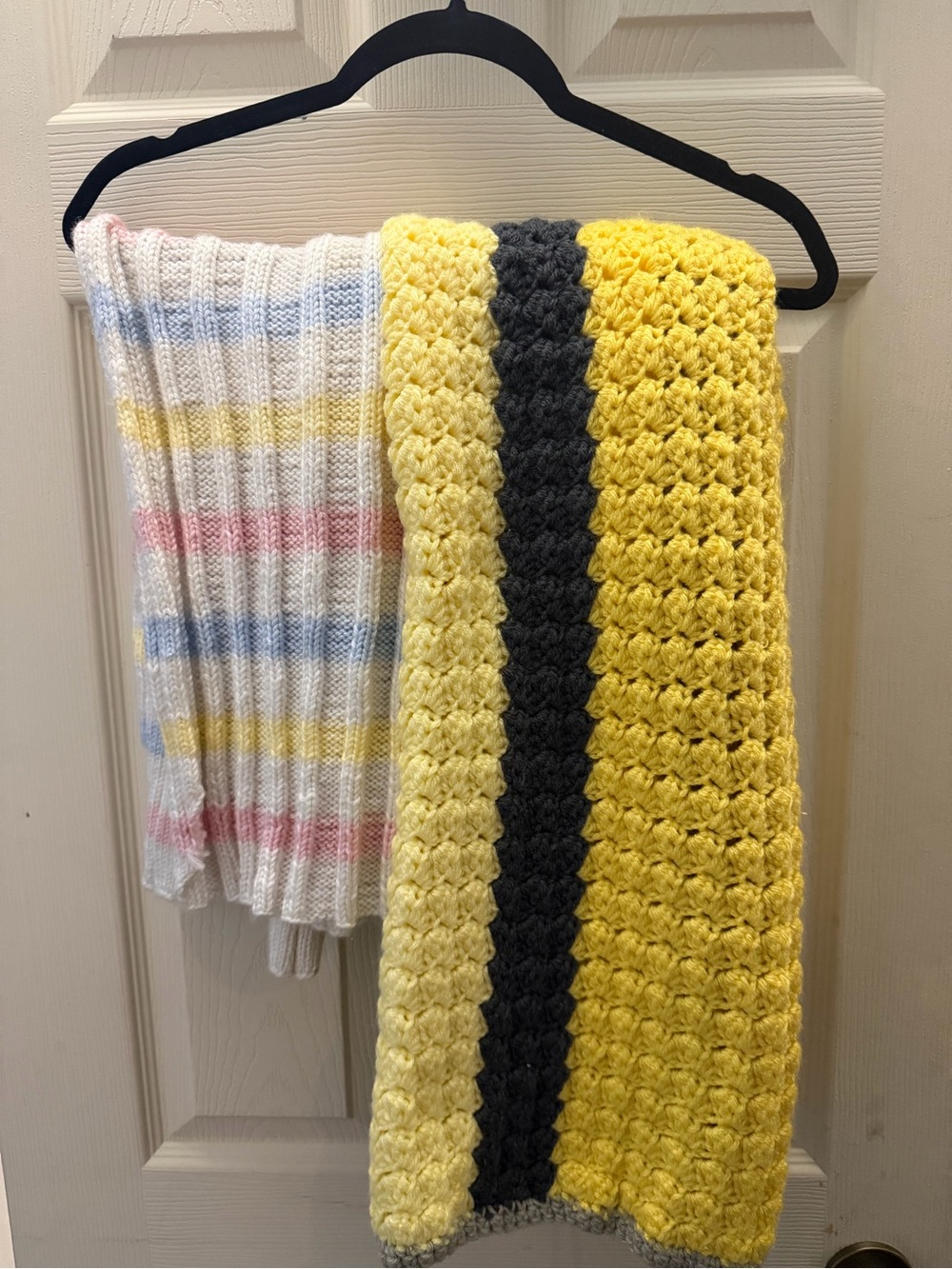 Handmade Yellow & Gray Crochet Throw by